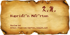Kuprián Márton névjegykártya